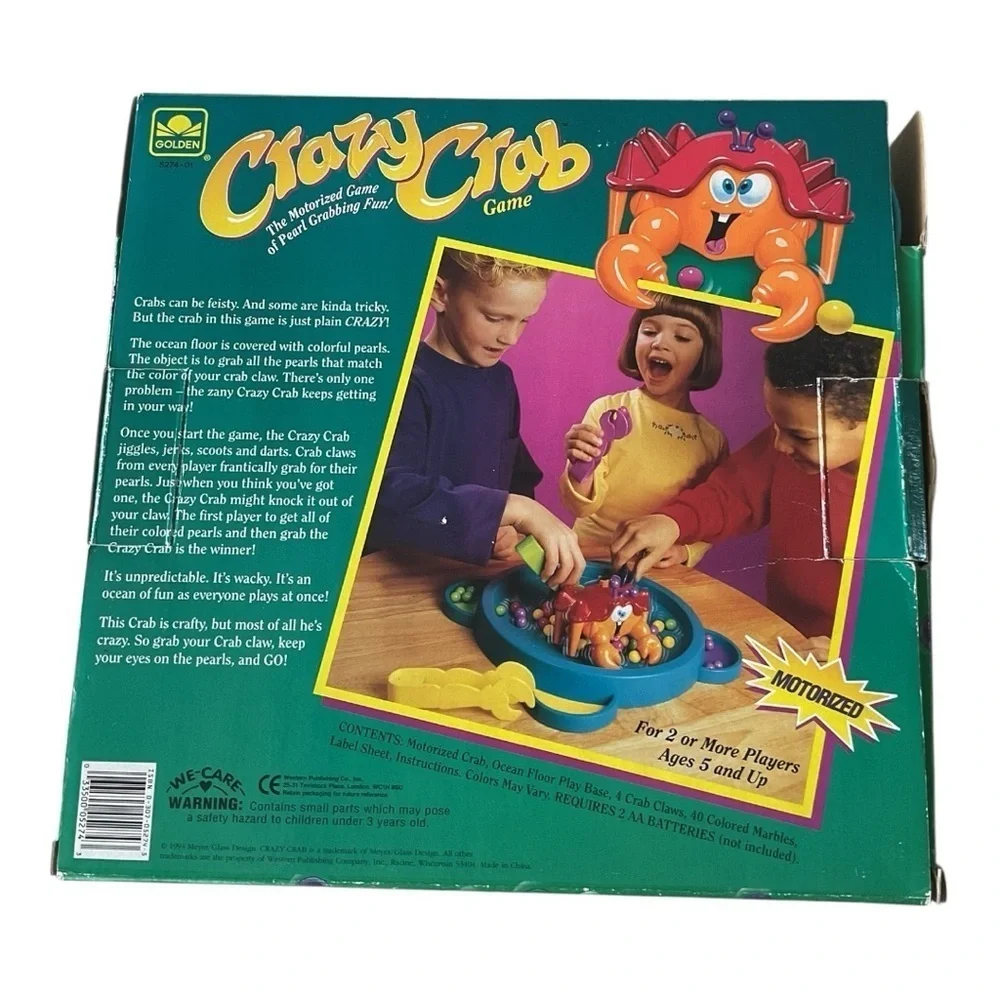 Vintage Crazy Crab Game – Motorized Pearl Grabbing Family Game – Complete